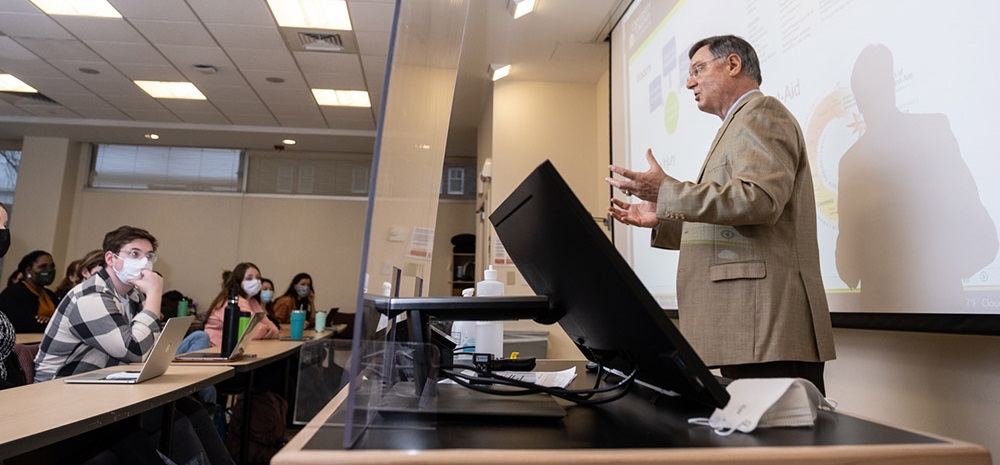 Teaching in a classroom