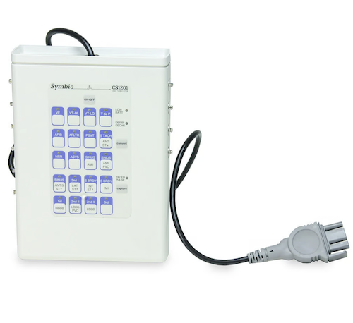 Portable medical battery pack with a power cord and a digital display.